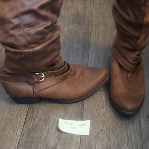 Boots size 7.5 and wedge heel size 8